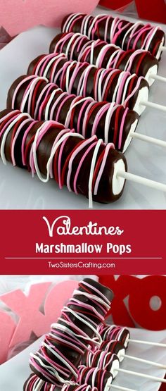 valentine's marshmallow pops on a white plate