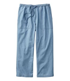 Women's Sunwashed Pants, Denim Straight-Leg Crop | Cropped & Capri at L.L.Bean Medium Wash Cropped Leg Bottoms For Everyday, Everyday Cropped Leg Medium Wash Bottoms, Everyday Medium Wash Cropped Bottoms, Everyday Denim Blue Cropped Leg Bottoms, Denim Blue Ankle-length Cotton Jeans, Medium Wash Pull-on Cotton Bottoms, Casual Washed Relaxed Fit Cropped Jeans, Casual Washed Cropped Jeans Relaxed Fit, Casual Relaxed Fit Washed Cropped Jeans