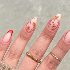 Christmas Nails 2023 Gingerbread, Ginger Bread Nail Art, Gingerbread Nail Ideas, Gingerbread Men Nails, Ginger Bread Nails Design, Christmas 2023 Nails, Christmas Nail Designs 2023, Gingerbread Nails Acrylic, Oval Christmas Nails