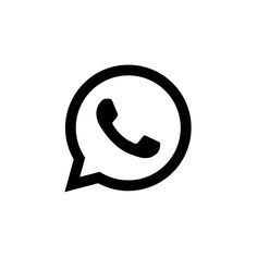 a black and white phone icon with the text whatsapp? in a speech bubble