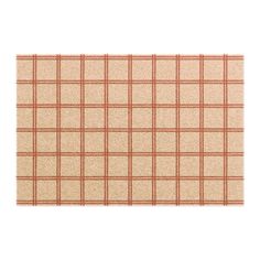 a beige and red plaid rug on a white background with an orange checkerboard pattern