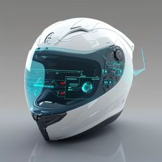 the helmet is designed to look like an electronic device