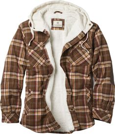 This unique hooded flannel shirt jac takes it up a notch! Lined with a thick super soft berber and insulated with poly-fill for those times when a jacket is too much. Features a 100% cotton flannel shell for softness and durability, fleece lined hood, and Signature Buck snaps throughout. Finished with smooth lined quilted sleeves for easy-wearing comfort and durable elbow patches for the rugged outdoors. Cheap Men's Winter Flannel Shirt, Cheap Long Sleeve Camp Shirt With Pockets, Lined Flannel Shirt, Quilted Sleeves, Slim Straight Pants, Hooded Flannel, Flannel Jacket, White Tail, Flannel Material