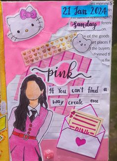 this is a drawing of a girl in pink with her name written on the side