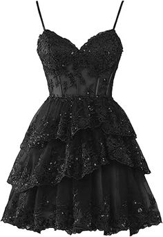 Hanshi E-commerce Homecoming Dresses for Teens 2024 Sparkly Tulle Lace Applique Tiered A-line Formal Short Mini Prom Dress Black Masquerade Dress Short, Short Black Reception Dress, Mascarade Party Outfit Dresses, Cocktail Dress For Prom, Short Black Prom Dress, Home Coming Dresses, Short Prom Dresses For Teens, Applique Corset, Corset Dress Short