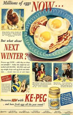 an advertisement for ke - pec eggs from the 1950's