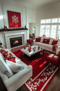 a living room filled with furniture and a fire place in the middle of the room