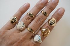 It Is Done, Signet Ring Men, Letter Ring, Jewelry Lookbook, Vermeil Jewelry, Solid Gold Jewelry, Men's Jewelry Rings, Elegant Ring, Girly Jewelry