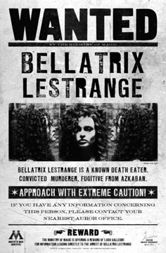 a wanted poster for the release of an upcoming album, called bellatrix esttrange