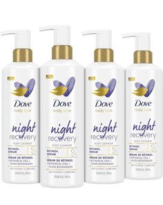 Dove Body Love NIGHT RECOVERY Retinol Serum Body Cleanser Wash 17.5 FL oz - lot of 4 Best Dove Shower Gel, Dove Products Skin Showers, Retinol Serum, Lots For Sale, Body Cleanser, Body Love, Retinol, Shower Gel, Body Wash