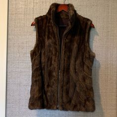 Mink Vest, Brown With Zipper Front. Size 4/6 Mink Vest, Front Zipper, Size 4, Jackets & Coats, Jackets For Women, Zipper, Women Shopping, Color