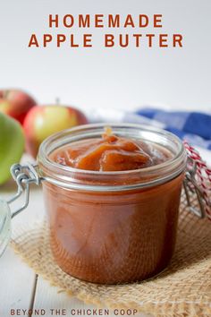 homemade apple butter in a glass jar