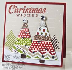 a christmas card with two trees on it