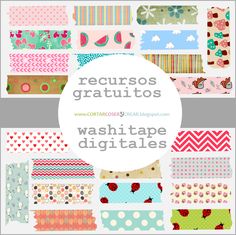 the words recursos gratitos wash tape digitales