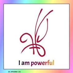 the i am powerful logo is displayed on a white background with red lettering and a rainbow - hued backdrop