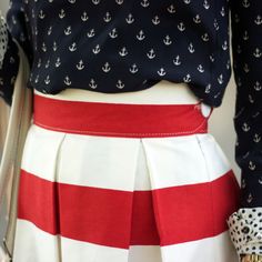 Fourth of July outfit Colorful Preppy, Anchor Shirts, Dark Blue Dress, 4th Of July Outfits, Zara Skirts, Nautical Fashion, Moda Vintage, Looks Style