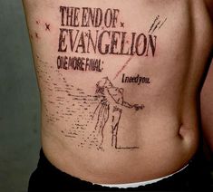 a woman's stomach with the words, the end of evangelon on it