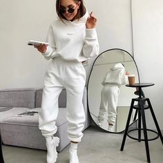 Hello, friends. Welcome to my store ♦ We support drop shipping/wholesale, welcome to contact us to get more information ♦ Product Name: Women Set ♦ Feature:Soft, flexible and comfortable. ♦ Stylish design makes you more attractive, wearing it make you look more fashionable. ♦ Follow us. To be our fans, you may get extra discount for new arrivals! Attention Tips: 1. Please select the size according to the size of the table. 2. There are some color difference due to the light, hope you can underst Jogging Pants Outfit Sweatpants, Sweater Photoshoot, Outfits For School Winter, Outfits Ideas Winter, Cold Winter Outfit, Outfit Idea Winter, Winter Outfits Tumblr, Work Winter Outfits, Outfits For Work Winter