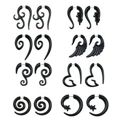 PRICES MAY VARY. Material: made with 316L Stainless Steel & Acrylic Show off your wild side with our Spiral Tribal-Style Fake-Gauge Piercings These are great for those who want the look and style of gauges without having to stretching your ears Item Type :Earrings Gender:Unisex 8 Pairs 16G Graceful Tribal Spiral Fake Gauges Acrylic Ear Tapers Fake Plugs Horn Stud Earrings Set Jewelry Unisex 
 
Feature: 
Material: made with 316L Stainless Steel & Acrylic 
Show off your wild side with our Spiral T Cheap Black Internally Threaded Piercings, Make Polymer Fake Gauge Earring, Spiral Gauges, Surprise For Girlfriend, Gauges Earrings, Tapers And Plugs, Ear Tapers, Fake Gauges, Horn Earrings