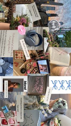 collage of various images with different things in them including books, magazines and other items