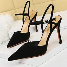 Pointed Toe Hollow Out High-heeled Sandals   Women Sandals SizeFoot Length ( cm )2222.52323.52424.52525.52626.52727.528EU/CN Size34353637383940414243444546US Size44.5567899.51010.51111.512  Note 1:Size tag of the shoes show Chinese size,which are not the European size.               but they are exactly the same length as the European size which you ordered.Note 2:Colors on your computer monitor may differ slightly from actual product colors,It depend on your monitor settings Party-ready Closed Toe Slingback Sandals With Branded Heel, Chic Pointed Toe Strap Sandals, Chic Pointed Toe Heels With Strap, Chic Strappy Heels With Pointed Toe, Elegant Closed Toe Sandals With Strap, Evening Closed Toe Strap Sandals, Evening Closed Toe Sandals With Strap, Closed Toe Slingback Sandals With Buckle For Party, Black Pointed Toe Heels With Strap