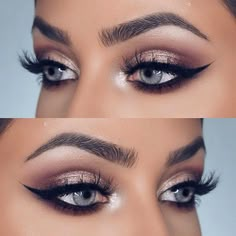 Dramatic Eye Makeup For Blue Eyes, Grey Smokey Eye Makeup, Smokey Eye For Blue Eyes, Nude Eye Makeup, Grey Smokey Eye, Grey Eye Makeup, Natural Eye Makeup Tutorial, Mascara Hacks, Make Up Designs