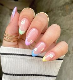 Spring Acrylic Nails, Colorful Nails, Summery Nails, Almond Nails Designs, Almond Acrylic Nails, Easter Nails, Short Acrylic Nails Designs, Nails Inspo, Short Acrylic Nails