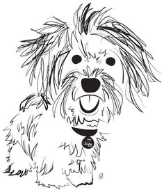 a black and white drawing of a dog