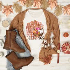 Fall Blessings Tee Guys Sweatshirts, Girls Hoodies, Thankful Shirt, Minimalist Shirts, Coffee Tees, Embroidery Monogram, Fall Tee, Thanksgiving Shirts