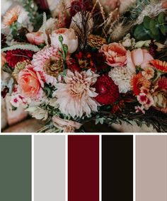 the color palette is red, brown and white with flowers in it's center