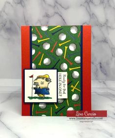 a card with a golf theme on it