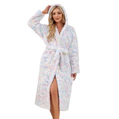 PRICES MAY VARY. ❤️【Cute Robes】: Our women's robes are made from plush, soft fabric with delightful patterns, feature charming colors and a luxuriously soft feel, guaranteeing warmth and comfort, available in a variety of color schemes to suit all tastes. ❤️【Go-To Robes】: These cute plush robes are loose and non-restrictive, perfect for lounging around the house, parties, bedtime, or casual wear. It is the first choice to give to sisters or friends. ❤️【Fleece Robes】: Designed to keep you warm, o Hooded Sleepwear For Fall, Cute Robes, Plush Robes, Robes Women, Winter Robes, House Parties, Fleece Robe, Soft Robes, Hooded Robe