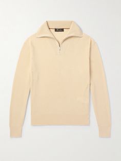 Each of Loro Piana's designs is informed by the label's rich history in textile craftsmanship. This 'Akan' sweater is rib-knitted from a sumptuous cashmere and silk-blend and has a cosy funnel neck. Layer yours over a simple tee. Mens Half Zip Sweater, Mens Half Zip, Rich Fashion, Clothes Brand, Half Zip Sweater, Sweater For Men, Simple Tees, Argyle Sweater, Half Zip Sweaters