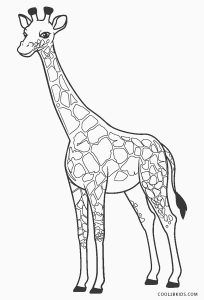 a giraffe standing in the grass coloring page