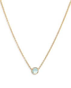 Zoe Lev 14K Yellow Gold Aquamarine Birthstone Solitaire Pendant Necklace, 16-18 Aquamarine Birthstone, Solitaire Pendant Necklace, 14k Gold Necklace, Solitaire Pendant, Aquamarine, Diamond Necklace, Jewelry Accessories, Gold Necklace, Yellow Gold