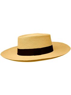 Brand: Gamboa Color: Light brown Material: Toquilla Straw Brim: 10 - 11 cm. (3 9/10" - 4 2/5") Wide BrimGrade: 3 - 4 learn more Sweatband: Cotton Twill, 3 cm. (1.18") Crown: 10 cm. (4") Ribbon: LinenDescription: A comfortable hat, handmade in Cuenca, the worldwide famous Panama Hat town in Ecuador. This Panama Chemise (Gambler) for men is a top quality, casual and elegant hat. Each hat is individually blocked and trimmed to meet the highest quality standards. PERFECT FOR GARDENING: This Panama g Beige Flat Brim Panama Hat, Luxury Woven Brown Panama Hat, Handmade Brown Panama Hat, Beige Woven Panama Hat, Brown Flat Brim Panama Hat With Upf 50+, Cuban Hat, Poncho Mexican, Panama Hat Men, Gambler Hat