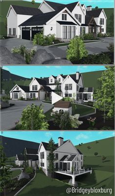 three different views of the same house