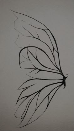 a black and white drawing of a butterfly