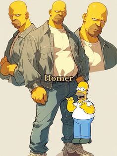 two men standing next to each other with the caption homer on their chest and one man