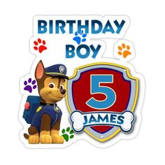 a paw patrol birthday card with the number five