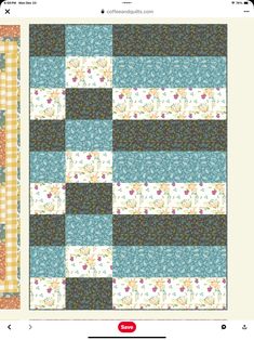 an image of a quilt pattern with different colors and patterns on the same page,