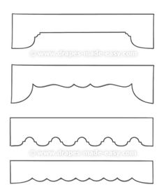 four different types of paper that are cut out into the shape of waves and rectangles