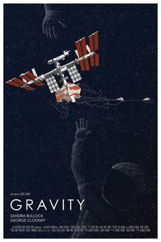 a movie poster for gravity with an image of two planes flying in the sky above them