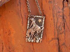 Salty Bronc Necklace | madcowco Steel Background, Copper And Brass, Steel Chain, Dog Tag Necklace