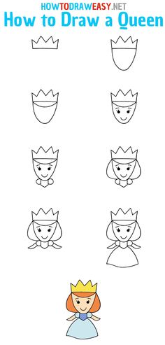 how to draw a queen for kids in easy steps with pictures on the back and side