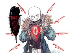 a drawing of a skeleton holding a t - shirt that says i love you