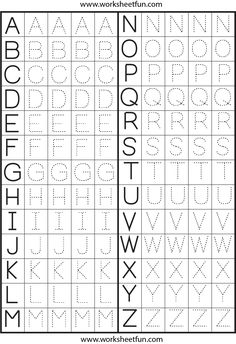 an alphabet worksheet with the letters and numbers to be used in this activity