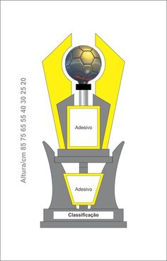 an image of a soccer ball on top of a trophy stand with the words adesivo and classificcacio written below it