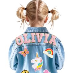 PRICES MAY VARY. 【personalized kids denim jacket 】Children's denim jackets are personalized and unique back to school gifts for children. Click on 'Customize' and choose from two colors, six sizes, and 66 patch elements to create a unique denim jacket for your child, making him more eye-catching when he returns to school. 【6 Sizes Available】-Please choose the appropriate size based on your child's height and body shape. one 1-2T (90 centimeters); two 2-3T (100 centimeters); three 3-4T (110 centi Denim Jacket Personalized, Iron On Patch Ideas Clothes, Denim Patch Jacket, Denim Jacket With Patches, Unique Denim Jacket, Baby Denim Jacket, Kids Denim Jacket, Outfits For Girls, Patch Jacket