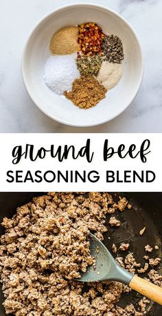 Ground beef seasoning blend and cooked ground beef photos. Seasoning Ground Beef, Ground Turkey Seasoning, Homemade Ground Beef, Beef Seasoning, Recipe Ground Beef, Ground Beef Taco Seasoning, Turkey Seasoning, Ground Beef Seasoning, Healthy Ground Beef